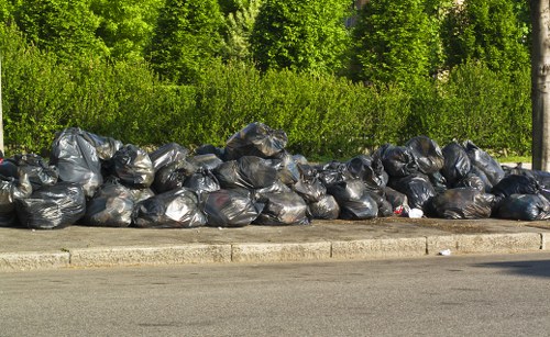 Different types of waste containers in use